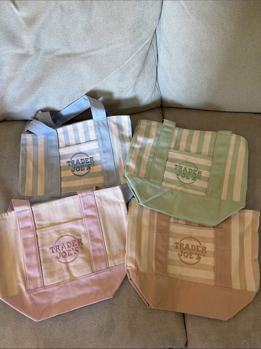 NWT- Trader Joe’s Set of 4 Striped Mini Tote Bags
